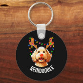 Christmas Goldendoodle Reindeer Doodle Dog Reindoo Schlüsselanhänger (Vorderseite)