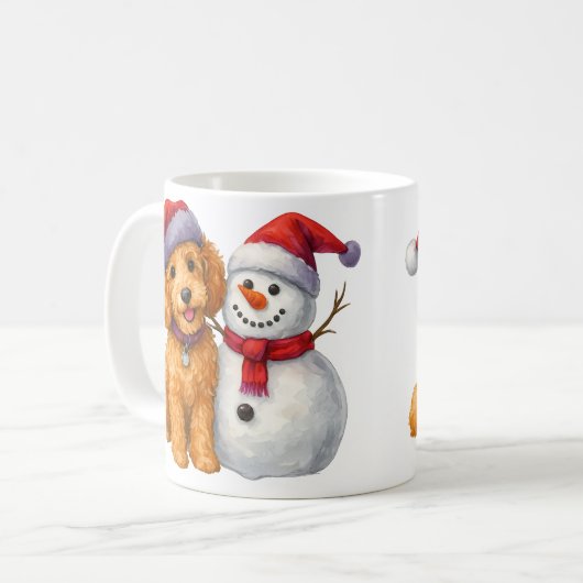 Christmas Goldendoodle Snowman Winter Doodle Gift Kaffeetasse (Vorderseite Links)