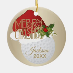 Christmas Golf Ball Keramik Ornament