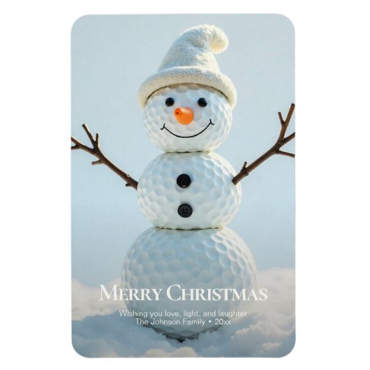 Christmas Golf Ball Snowman Magnet (Vertikal)