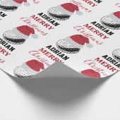 Christmas Golf Ball Sports Custom Name Geschenkpapier (Ecke)