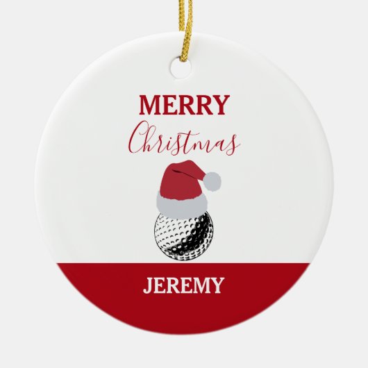 Christmas Golf Ball Sports Individuelle Name Keramik Ornament (Vorne)