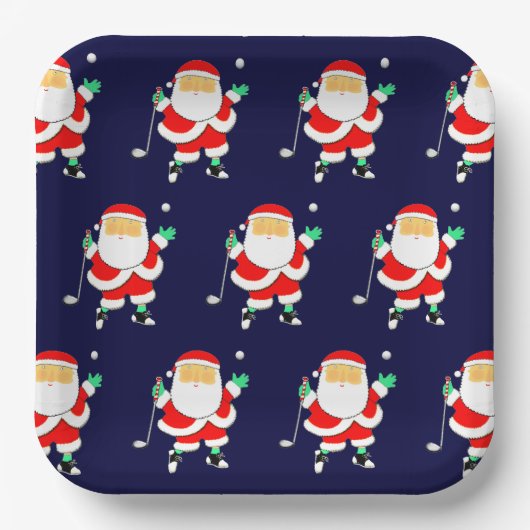 Christmas Golf Holiday Party Paper Plates Pappteller (Vorderseite)