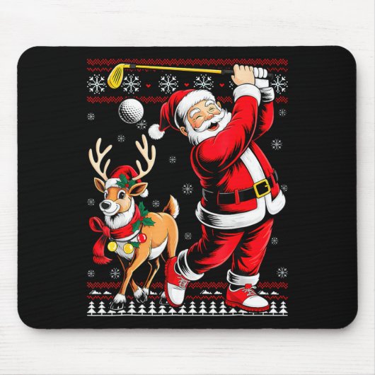 Christmas Golf Santa Golfer Christmas Pajama Reind Mousepad (Vorne)