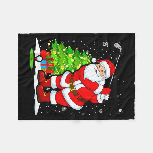 Christmas Golf Santa Golfer Xmas Funny Christmas G Fleecedecke (Vorderseite (Horizontal))