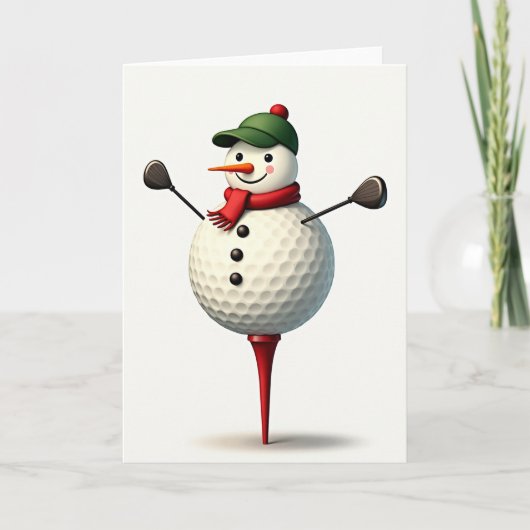 Christmas Golf Snowman Card Karte (Vorderseite)