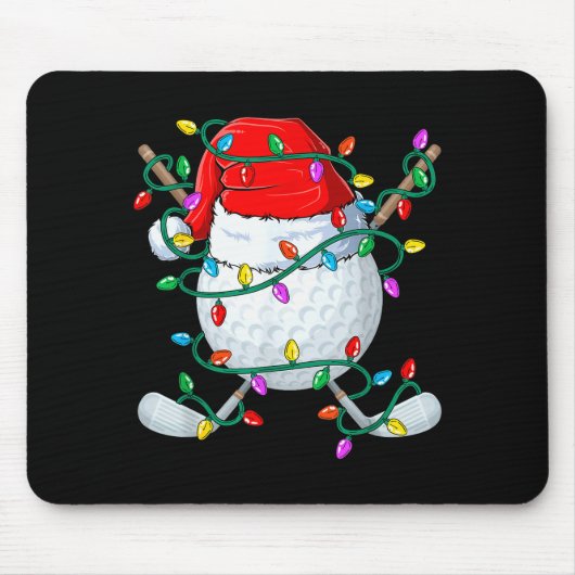 Christmas Golf Xmas Santa Srts Hat Golfer Golfing Mousepad (Vorne)