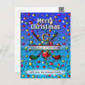 Christmas Golfer Monogram Design Feiertagspostkarte (Vorne/Hinten)