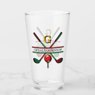 Christmas Golfer Monogram Design Glas