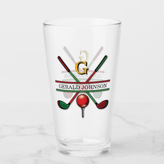 Christmas Golfer Monogram Design Glas (Vorderseite)