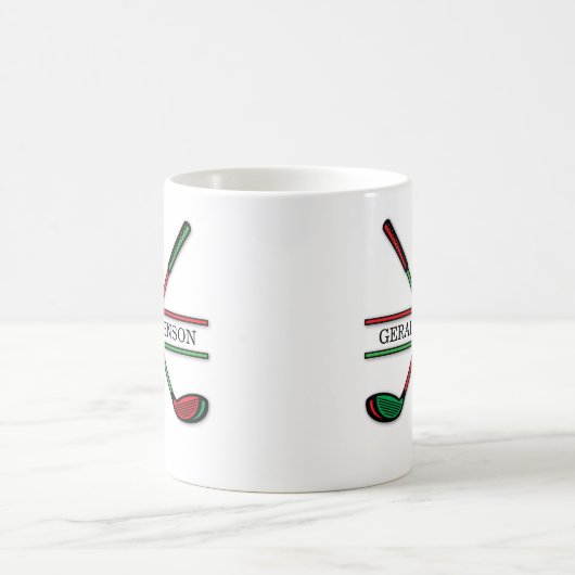 Christmas Golfer Monogram Design Kaffeetasse (Mittel)