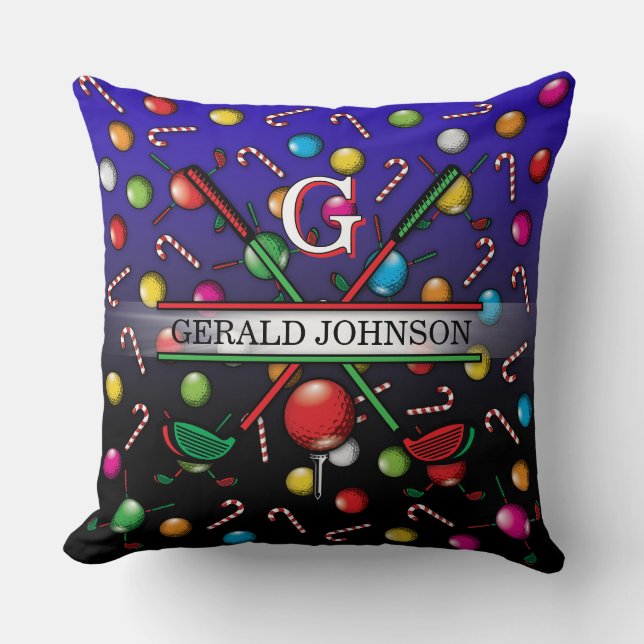 Christmas Golfer Monogram Design Kissen (Vorderseite)