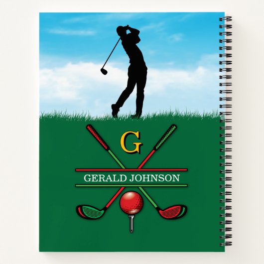 Christmas Golfer Monogram Design Notizblock (Rückseite)