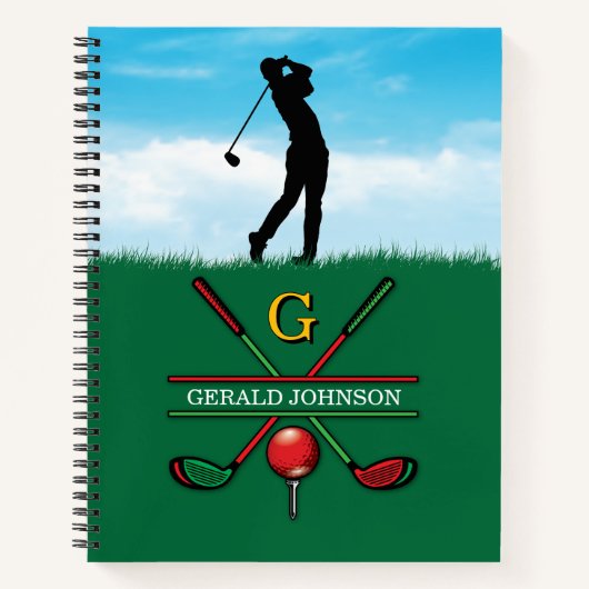 Christmas Golfer Monogram Design Notizblock (Vorderseite)