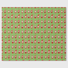 Christmas Gonk Green Wrapping Paper Geschenkpapier