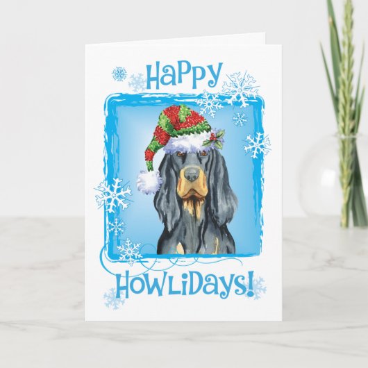 Christmas Gordon Setter Feiertagskarte (Vorderseite)