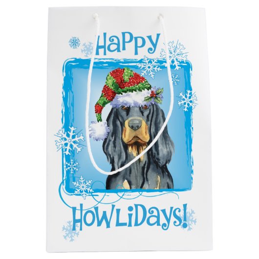Christmas Gordon Setter Mittlere Geschenktüte (Vorderseite)