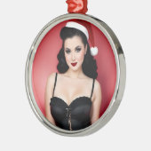 Christmas Goth Girl in Hat Holiday Ornament (Links)