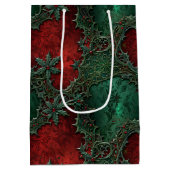 Christmas Gothic Grunge Red & Green Holly Mittlere Geschenktüte (Rückseite)