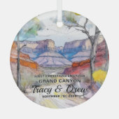 Christmas Grand Canyon Adventure Verlobt Couple Ornament Aus Glas (Vorderseite)