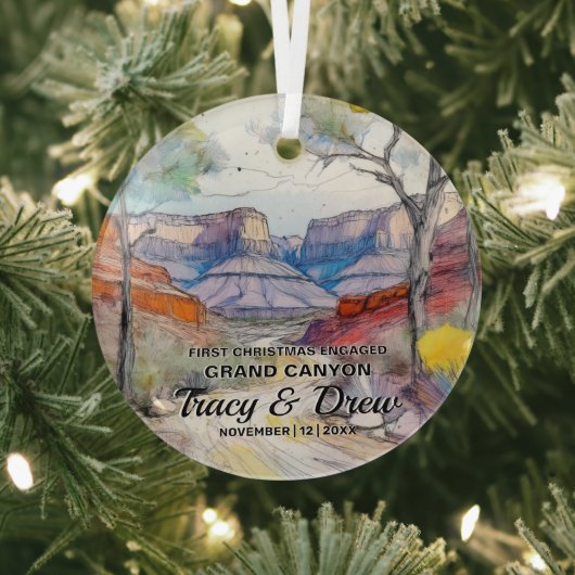 Christmas Grand Canyon Adventure Verlobt Couple Ornament Aus Glas (InSitu)
