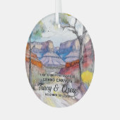 Christmas Grand Canyon Adventure Verlobt Couple Ornament Aus Glas (Vorderseite links)