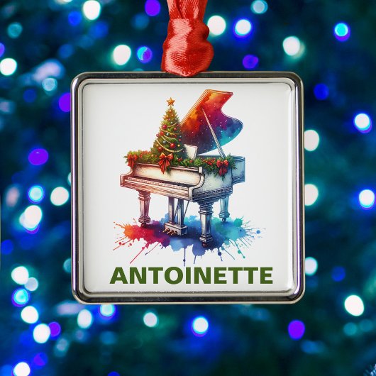 Christmas Grand Piano Custom Name Ornament Aus Metall