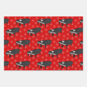 Christmas Grand Piano Pianist Musiker Muster Geschenkpapier Set