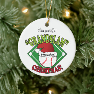 Christmas Grand Slam Baseball Keramikornament