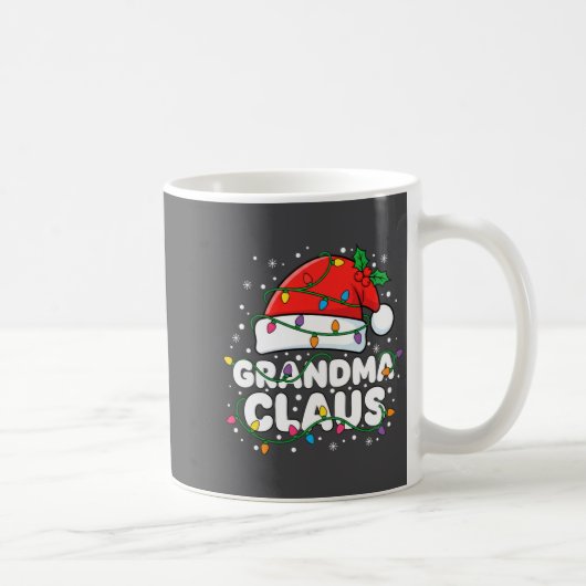 Christmas Grandma Claus Santa Hat Christmas Lights Kaffeetasse (Rechts)