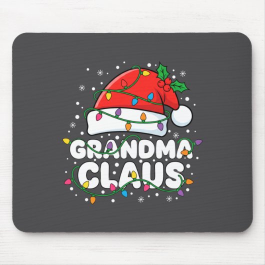 Christmas Grandma Claus Santa Hat Christmas Lights Mousepad (Vorne)