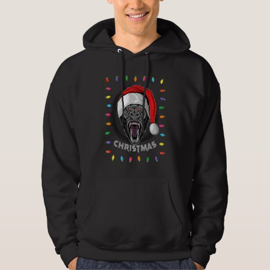 Christmas Graphic Lights Holiday Gorilla Santa Hoodie (Vorderseite)