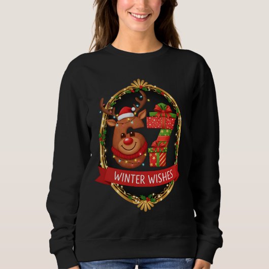 Christmas Graphic Santa Claus Reindeer Six Seven Sweatshirt (Vorderseite)