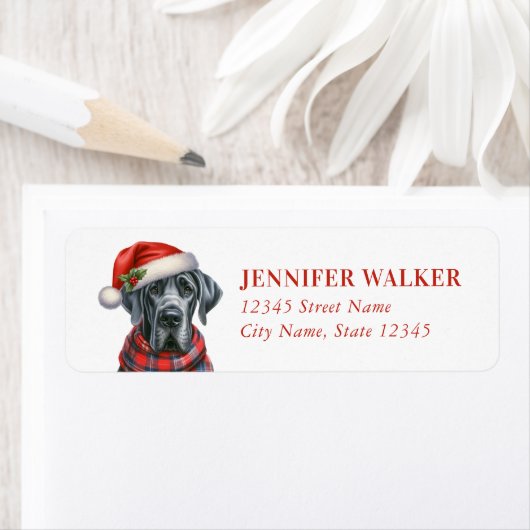 Christmas Great Dane Dog Rücksendeadressen-Aufkleb (Insitu)