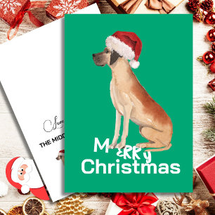 Christmas Great Dane Hund frohe Grüße Grünen Karte