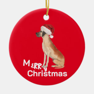 Christmas Great Dane Hund Merry Gruß Keramik Ornament