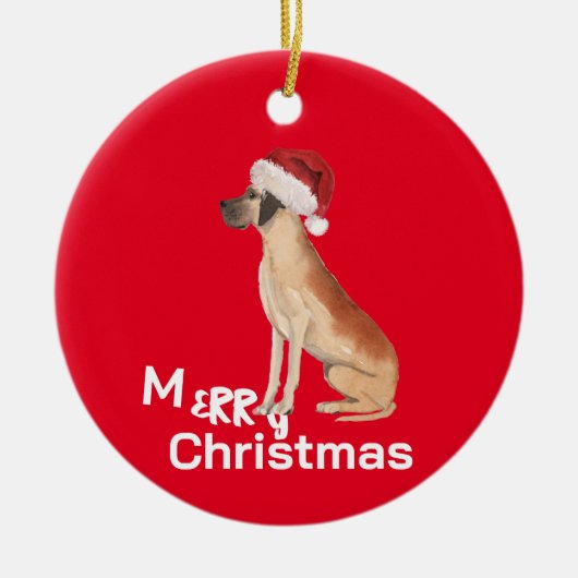 Christmas Great Dane Hund Merry Gruß Keramik Ornament (Vorne)