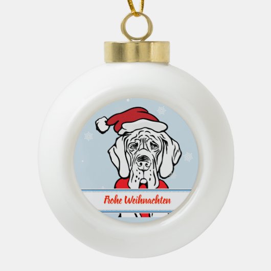 Christmas Great Dane Typ Keramik Kugel-Ornament (Vorderseite)