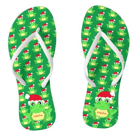 Christmas Gree Frog Weihnachtsmannmütze Muster Nam Badesandalen (Fußbett)