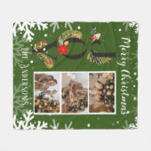 Christmas Green 3 Foto Collage Joy Fleece Blanket (Vorderseite (Horizontal))
