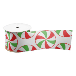 Christmas Green and Red Candy Cane Gift Ribbon Satinband