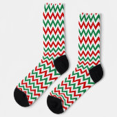 Christmas Green and Red Chevron Print Socks Socken (Linkes Detail)