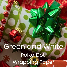 Christmas Green and White Polka Dots Geschenkpapier