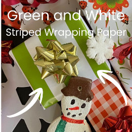 Christmas Green and White Striped Geschenkpapier