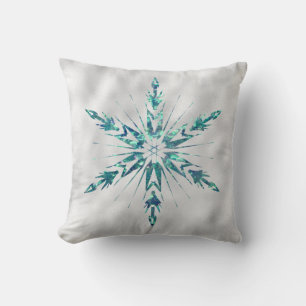 Christmas Green Aquamarin Snowflake Sparkor Kissen