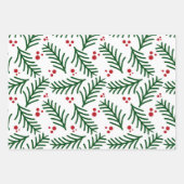 Christmas Green Berries Modern Wrapping Paper Geschenkpapier Set (Vorderseite 3)