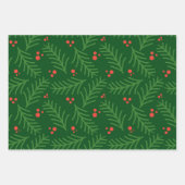 Christmas Green Berries Modern Wrapping Paper Geschenkpapier Set (Vorderseite 2)