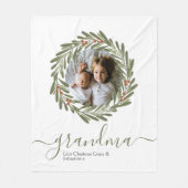 Christmas Green Berry Wreath Foto Personalisiert Fleecedecke (Vorderseite)