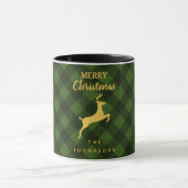 Christmas Green & Black Buffalo Kariert Rentier Tasse (Zentrum)