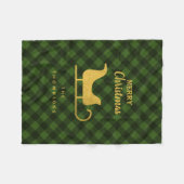 Christmas Green Black Buffalo Kariert Santa Sleigh Fleecedecke (Vorderseite (Horizontal))